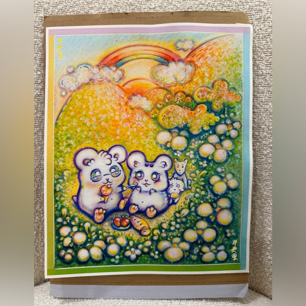Colorful Kawaii Family / Couple Cartoon Animal Art Print - HANDMADE